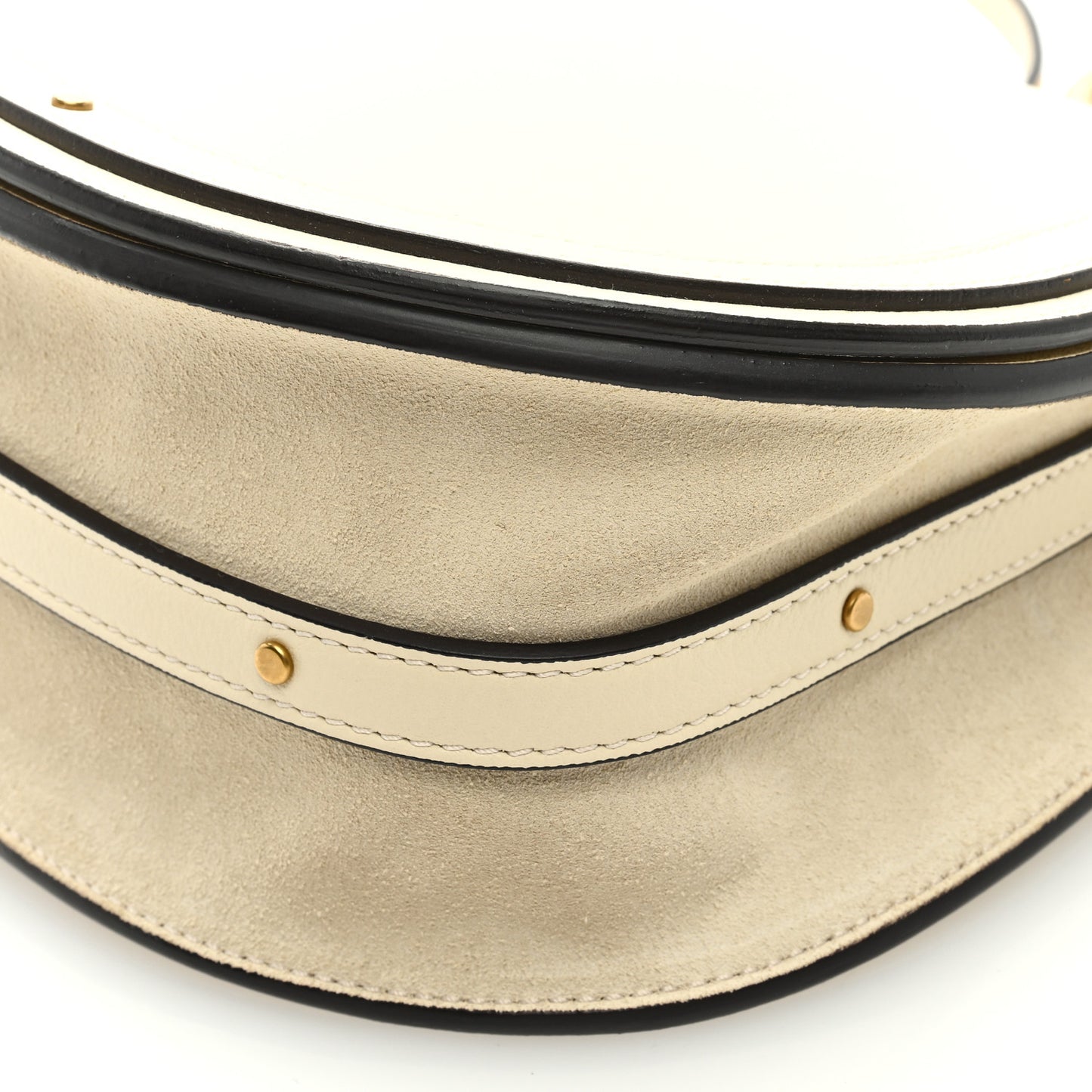 Calfskin Suede Medium Nile Bracelet Bag Off White