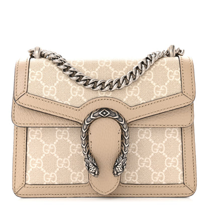Gucci GG Supreme Monogram Textured Dollar Calfskin Mini Dionysus Shoulder Bag Beige Mystic White Oatmeal 1 of 11