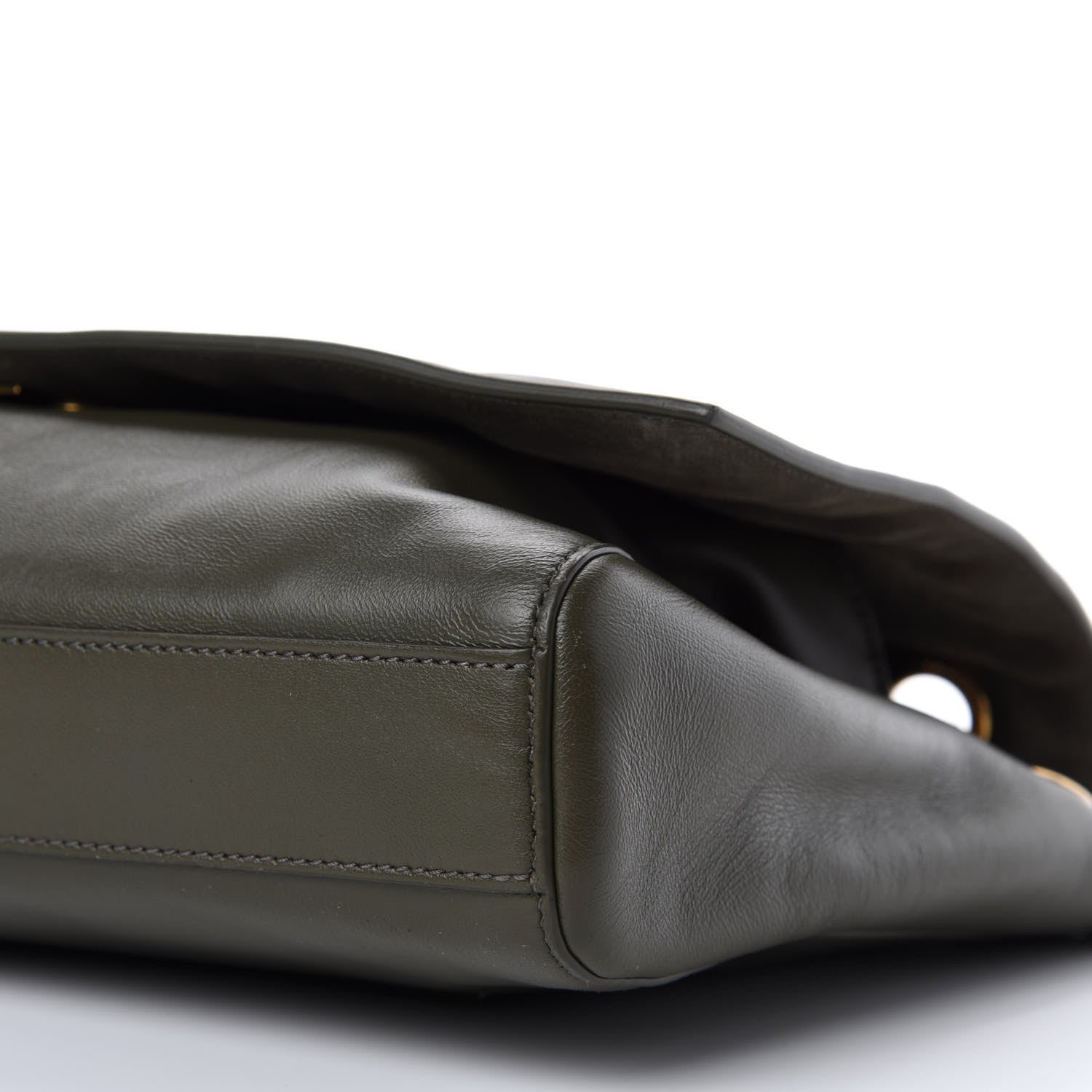 Saint Laurent Smooth Calfskin Suede Medium Reversible Monogram Kate Satchel Olive 7 of 10