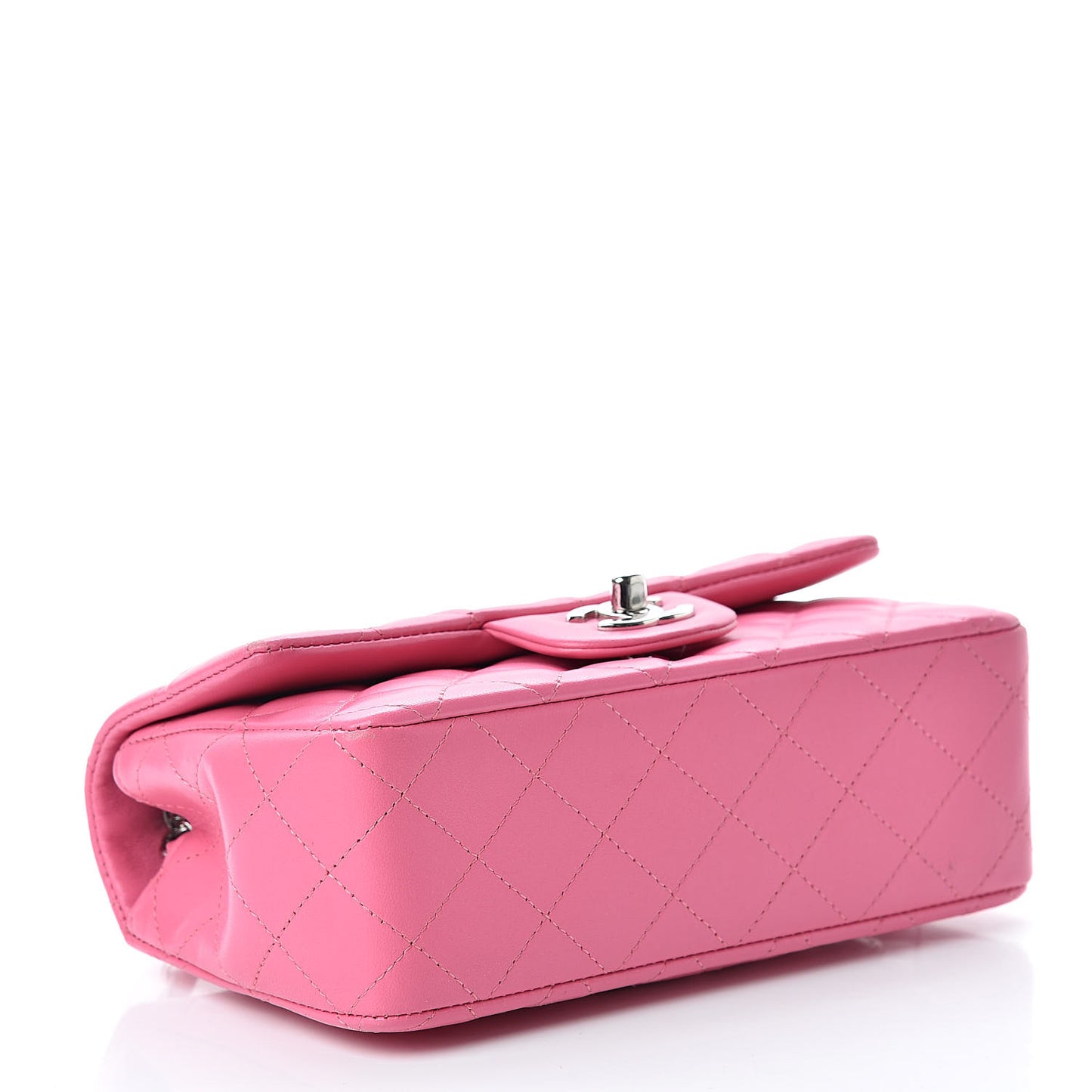 Lambskin Quilted Mini Rectangular Flap Dark Pink