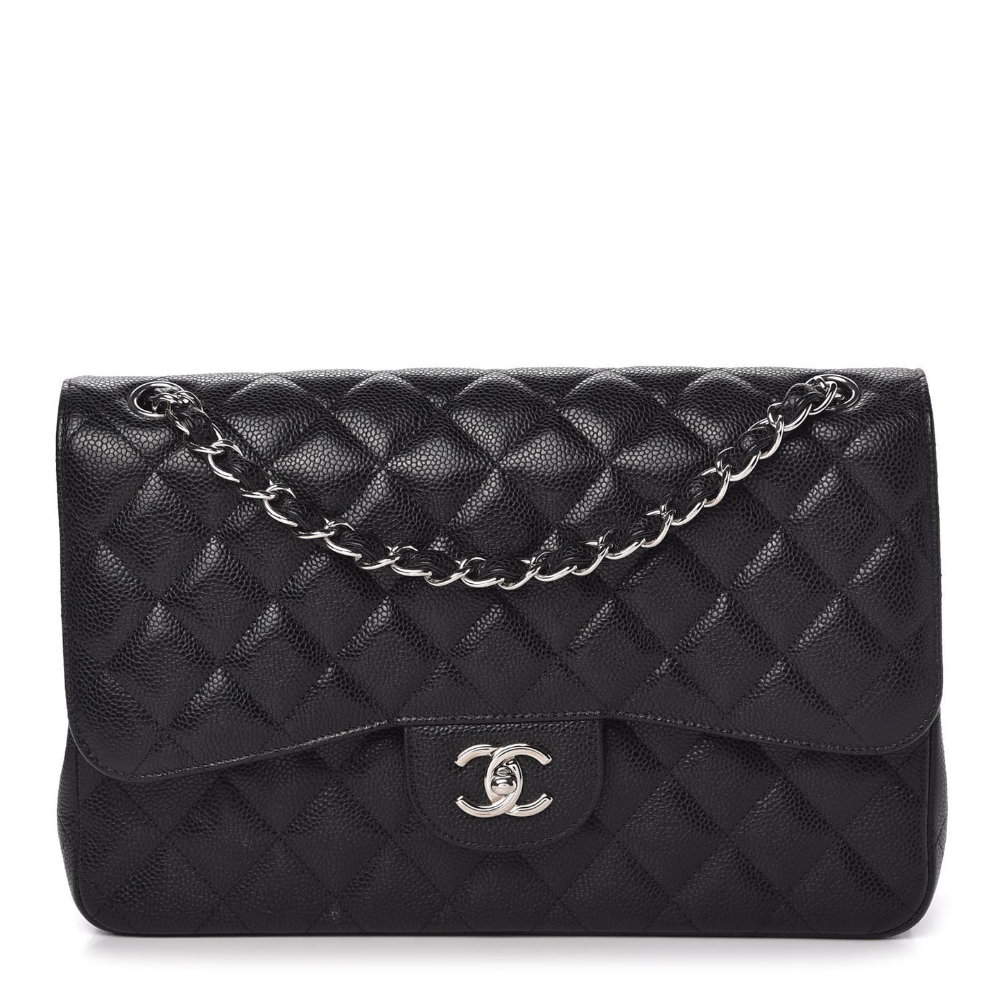 Caviar Quilted Jumbo Double Flap Black