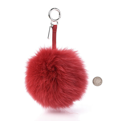 Fendi Fox Fur Shiny Nappa Bi-Color A ABCharm Bag Charm Rosso Chiaro Moro Strawberry 2 of 4
