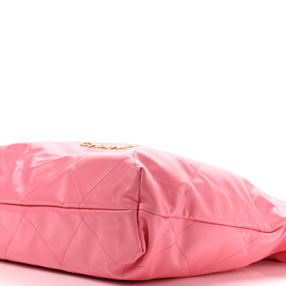 Chanel Shiny Calfskin Quilted Large Chanel 22 Coral Pink 9 of 13
