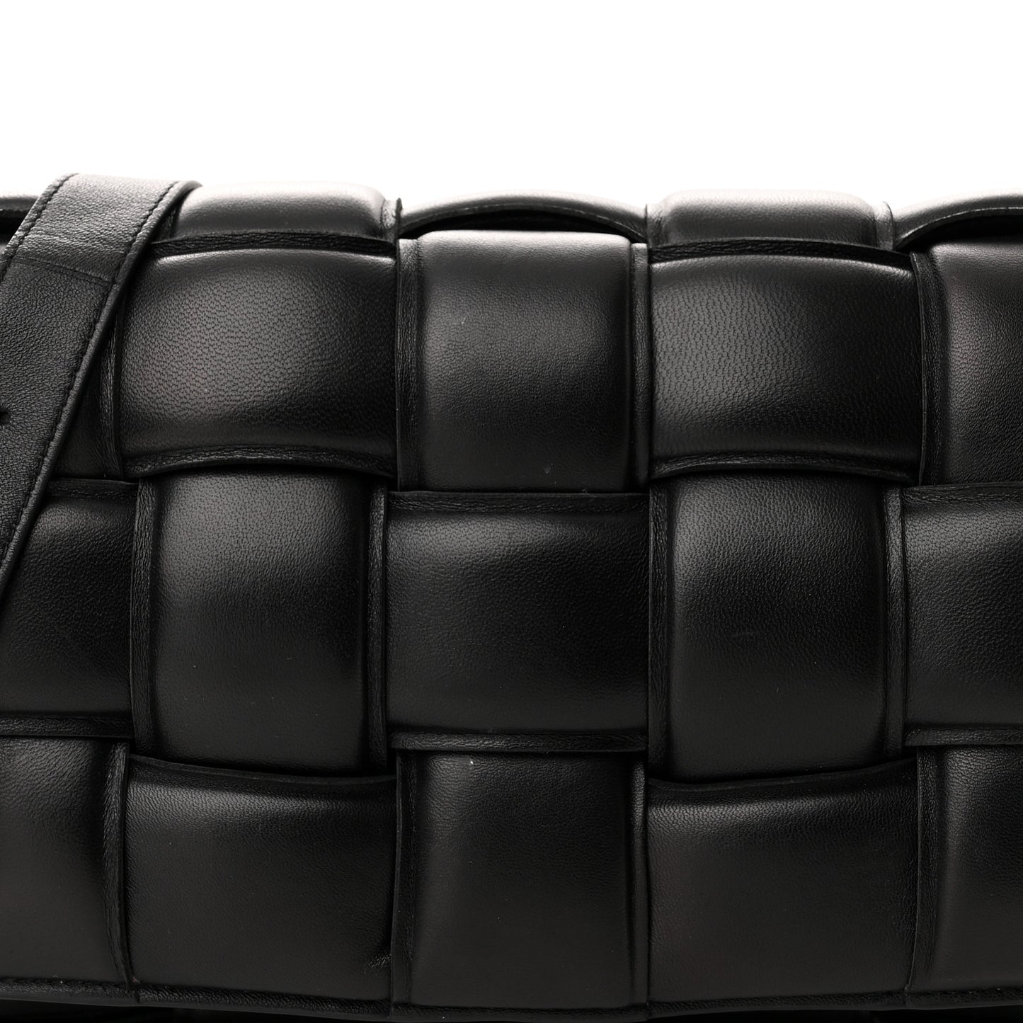 Nappa Maxi Intreccio Padded Cassette Crossbody Bag Black