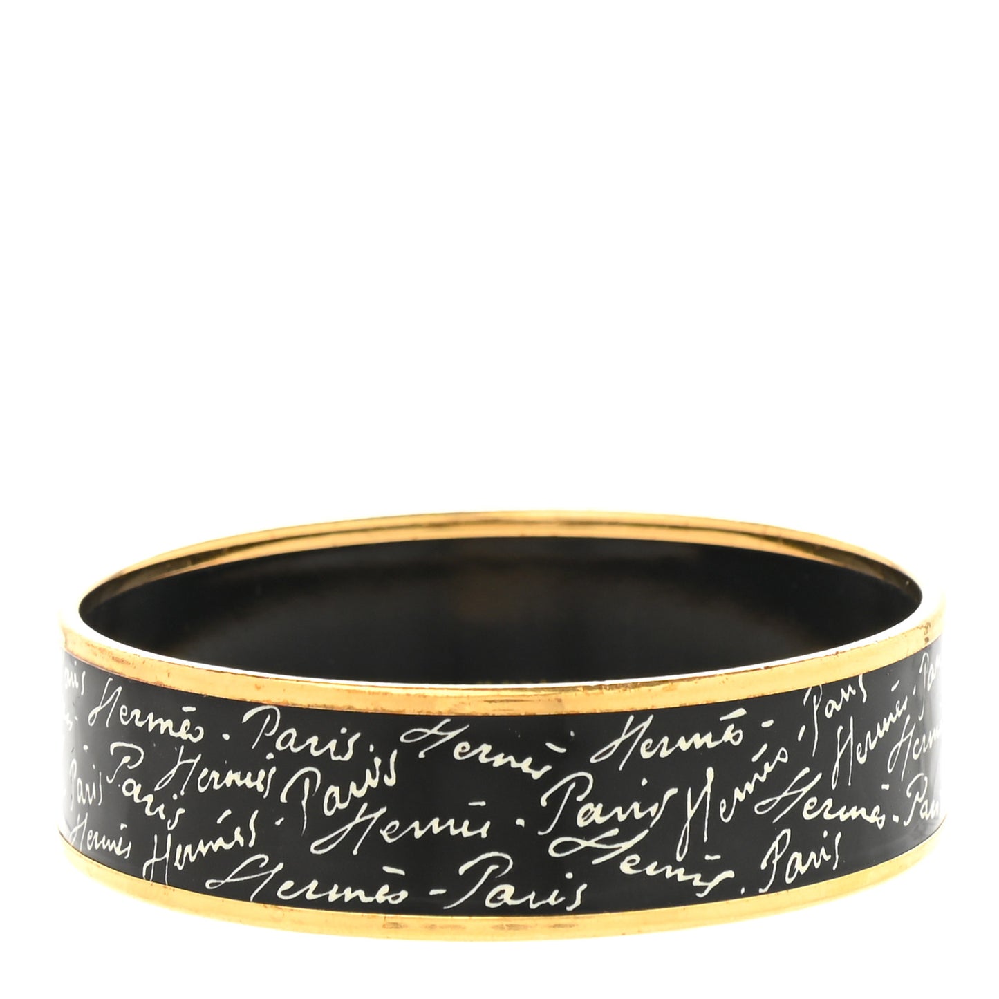 Enamel Printed Handwriting Wide Bracelet 65 Black