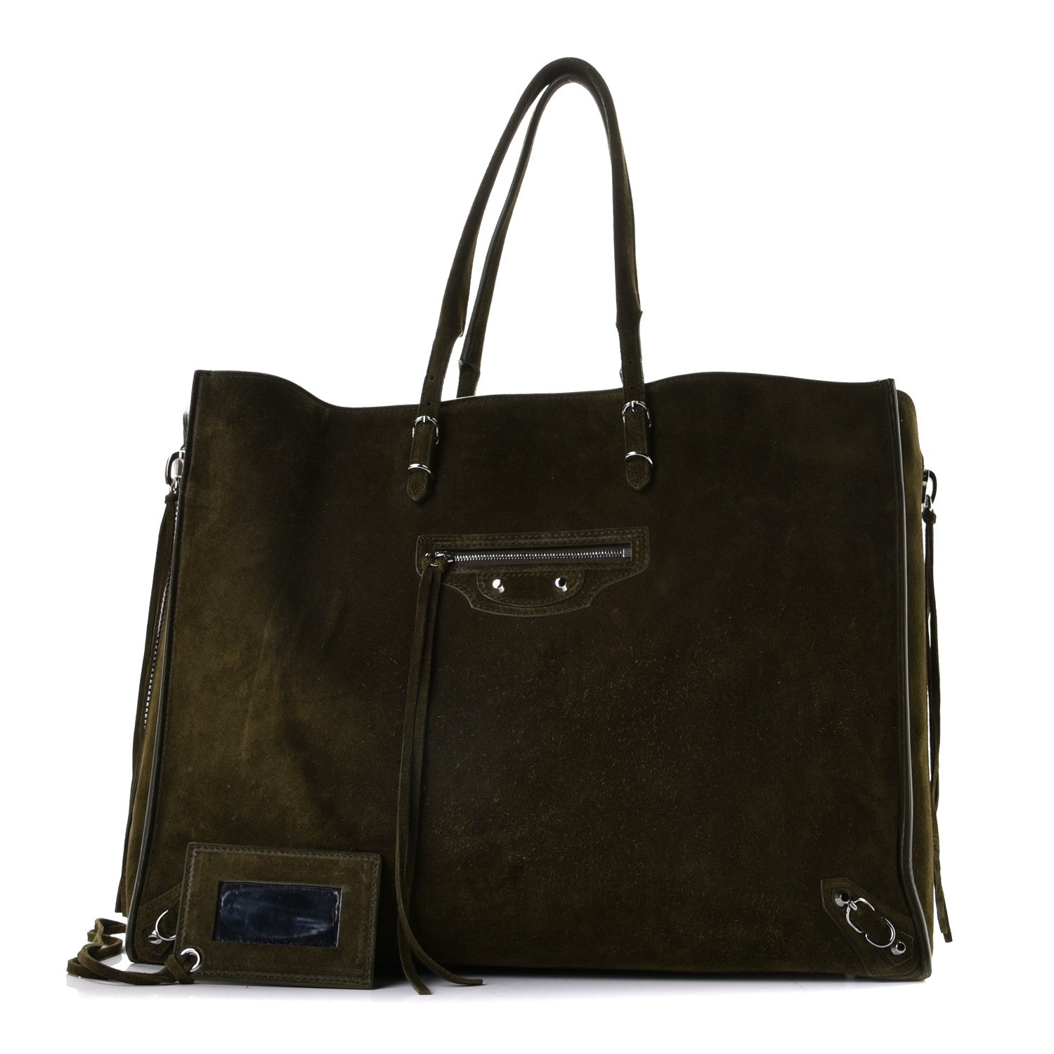 Balenciaga Baby Daim Suede Papier A4 Zip Around Tote Vert Militaire 1 of 11