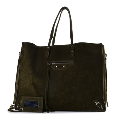 Balenciaga Baby Daim Suede Papier A4 Zip Around Tote Vert Militaire 1 of 11