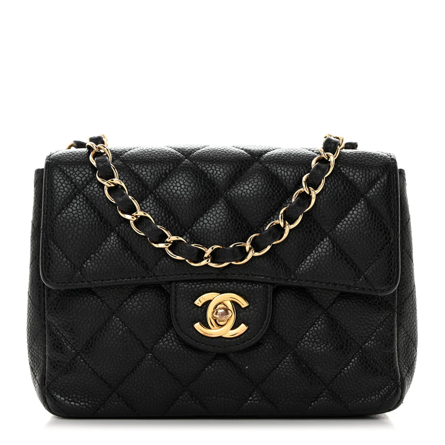 Caviar Quilted Mini Square Flap Black