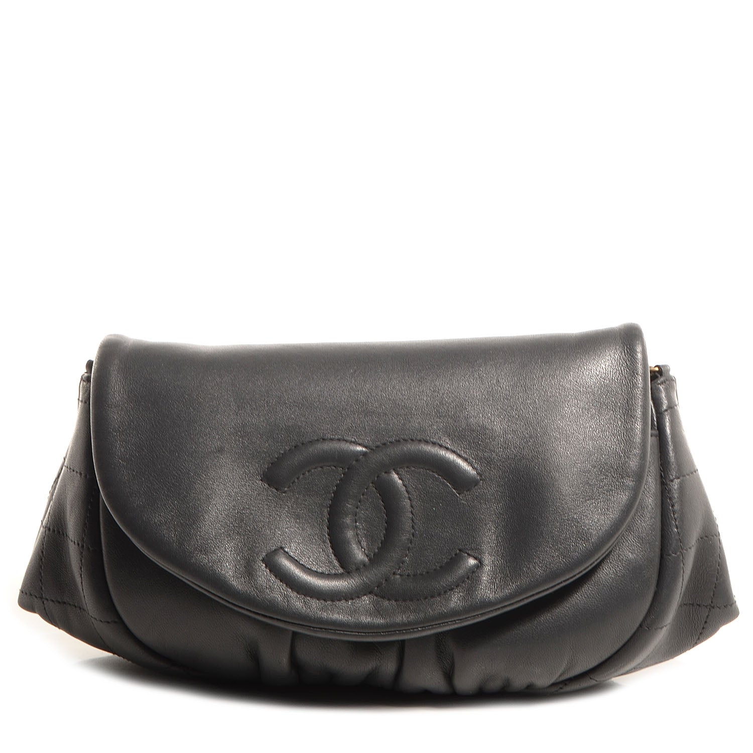 Chanel Lambskin Half Moon Wallet On Chain WOC Dark Grey 1 of 8