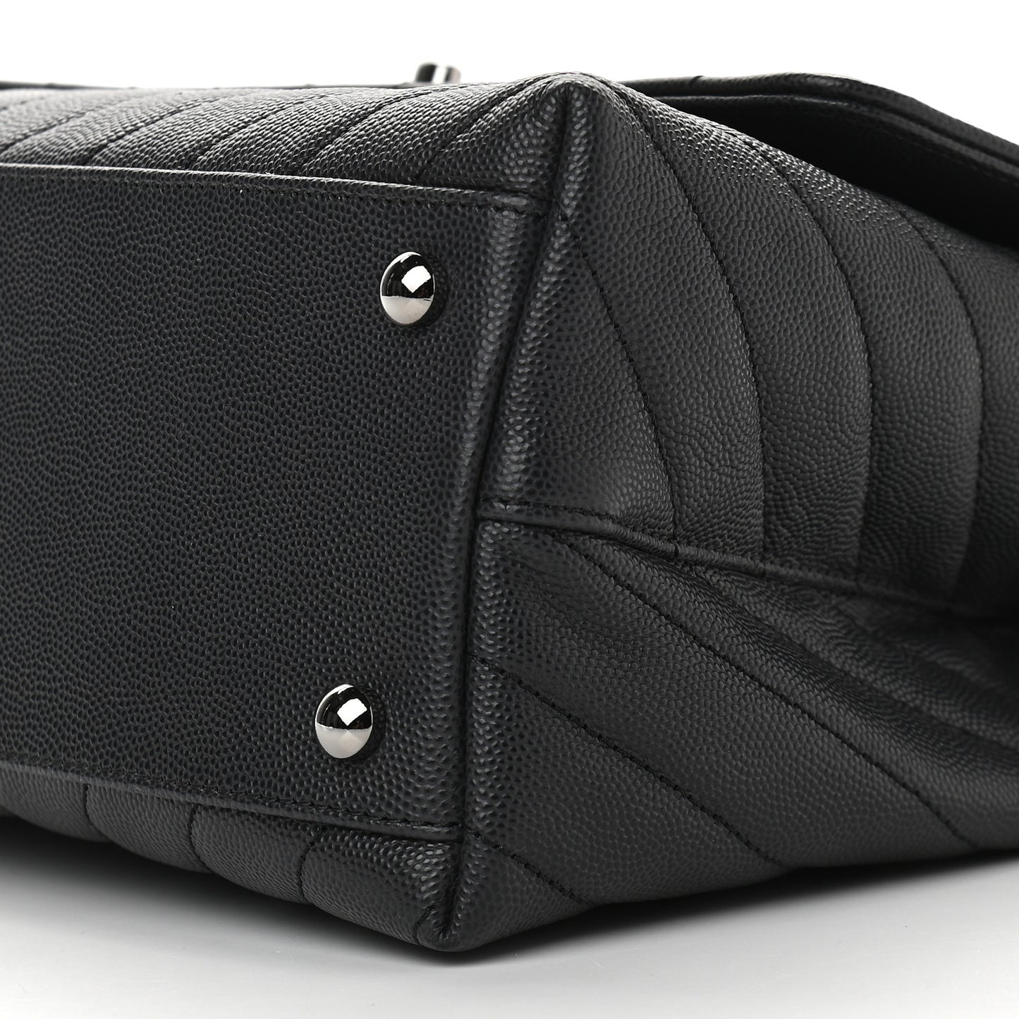 Caviar Chevron Quilted Small Coco Handle Flap Dark Grey