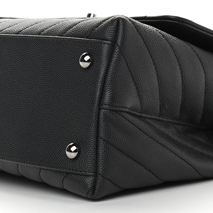 Chanel Caviar Chevron Quilted Small Coco Handle Flap Dark Grey 8 of 9