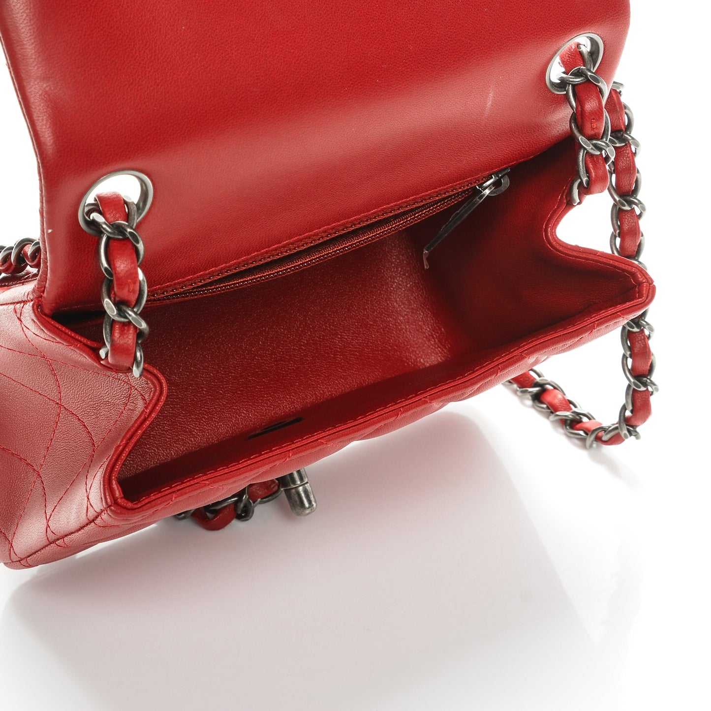 Lambskin Quilted Mini Square Flap Red