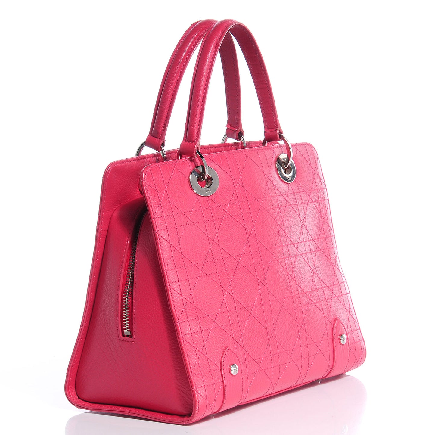 Calfskin Cannage Tote Hot Pink