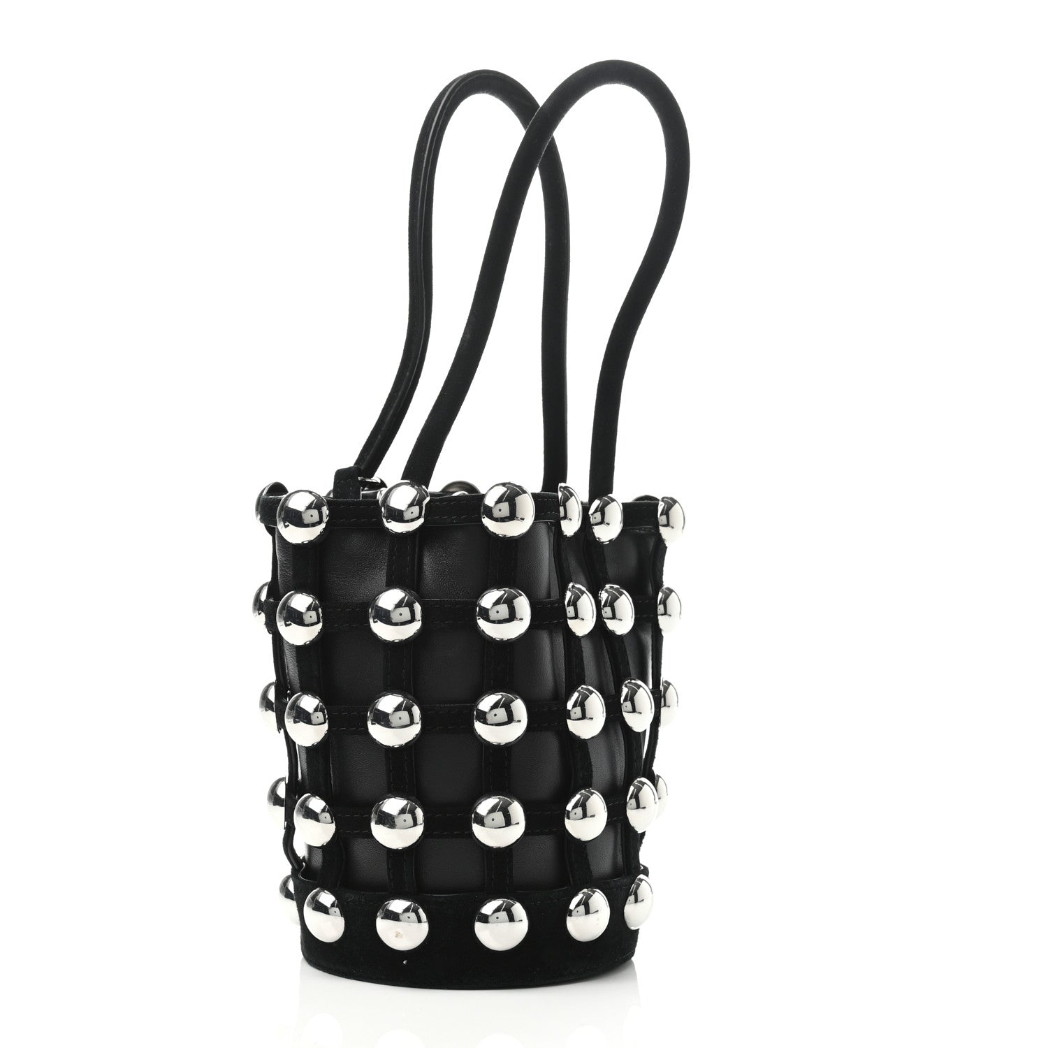 Alexander Wang Calfskin Crystal Embellished Roxy Mini Bucket Bag Black 2 of 4