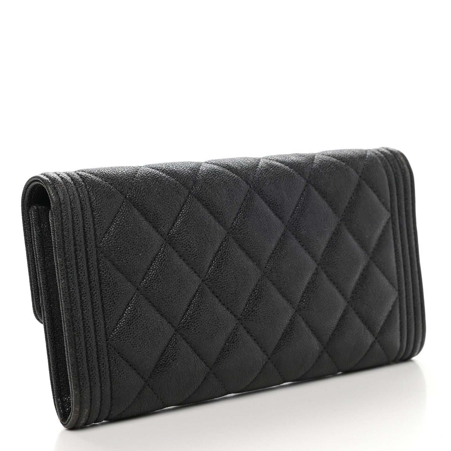 Chanel Caviar Quilted Large Boy Gusset Flap Wallet Charcoal 3 of 10