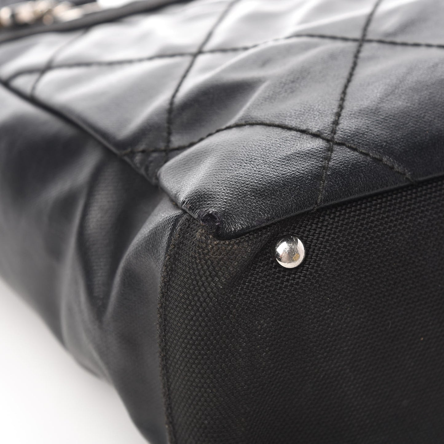 Coated Canvas Quilted Small Paris Biarritz Tote Black