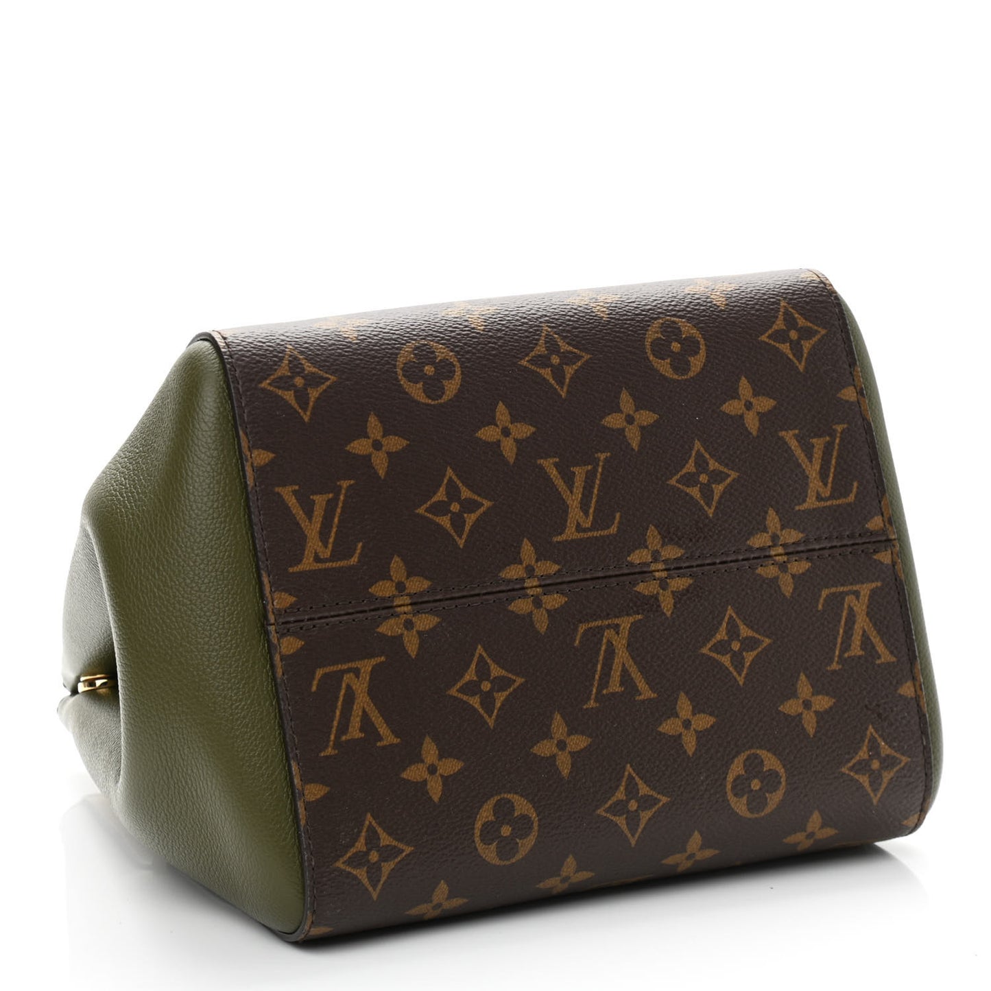 Calfskin Monogram Fold Tote PM Cream Khaki Black