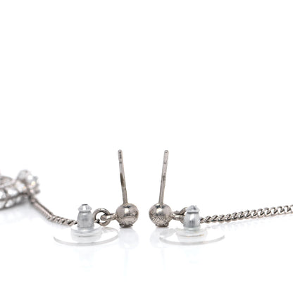 Chanel Baguette Crystal CC Drop Earrings Silver 6 of 6
