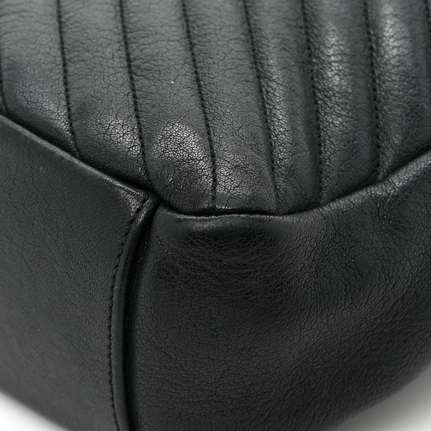 Sheepskin Matelasse Chevron Monogram Large College Satchel Black