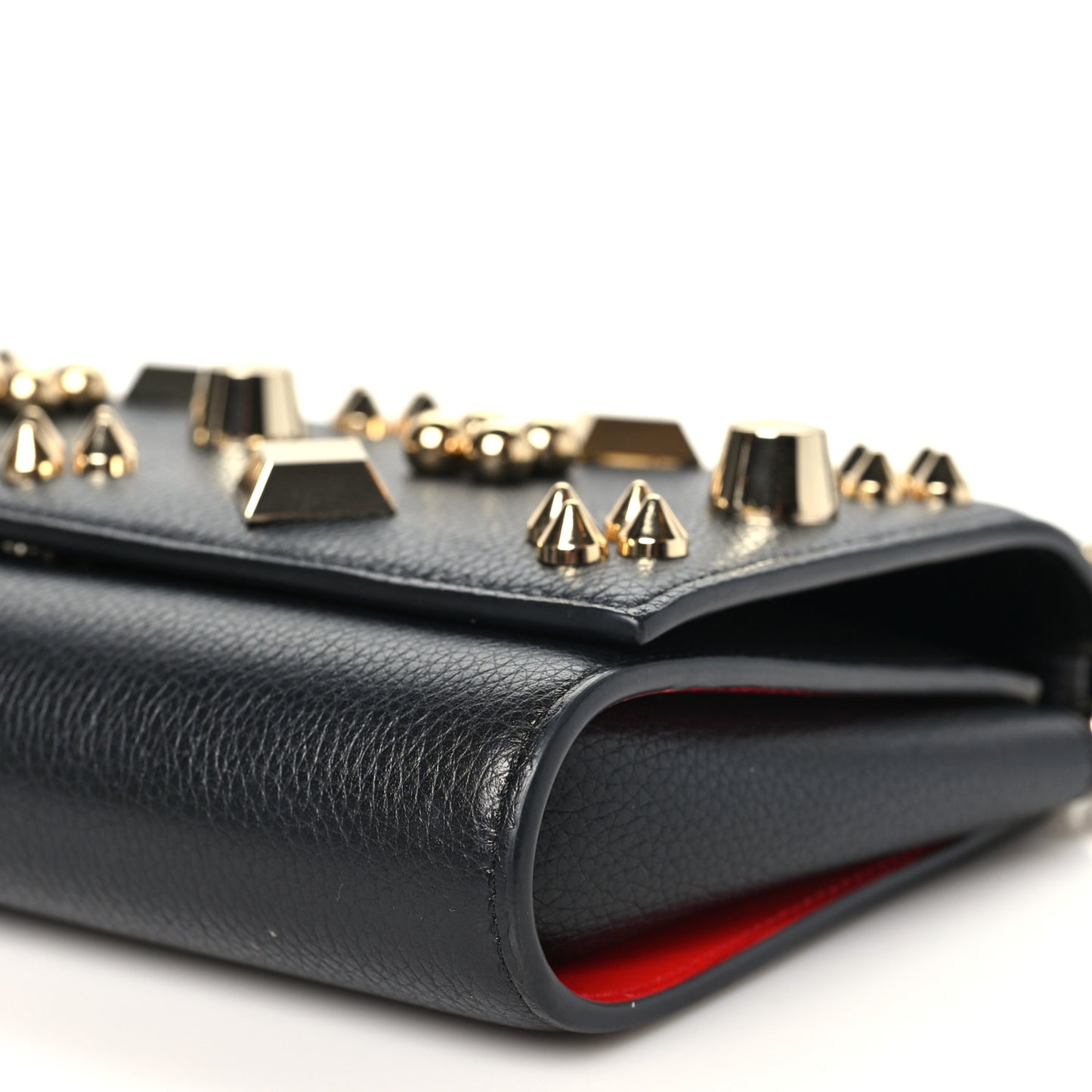 Calfskin Spikes Paloma Wallet On Chain Black