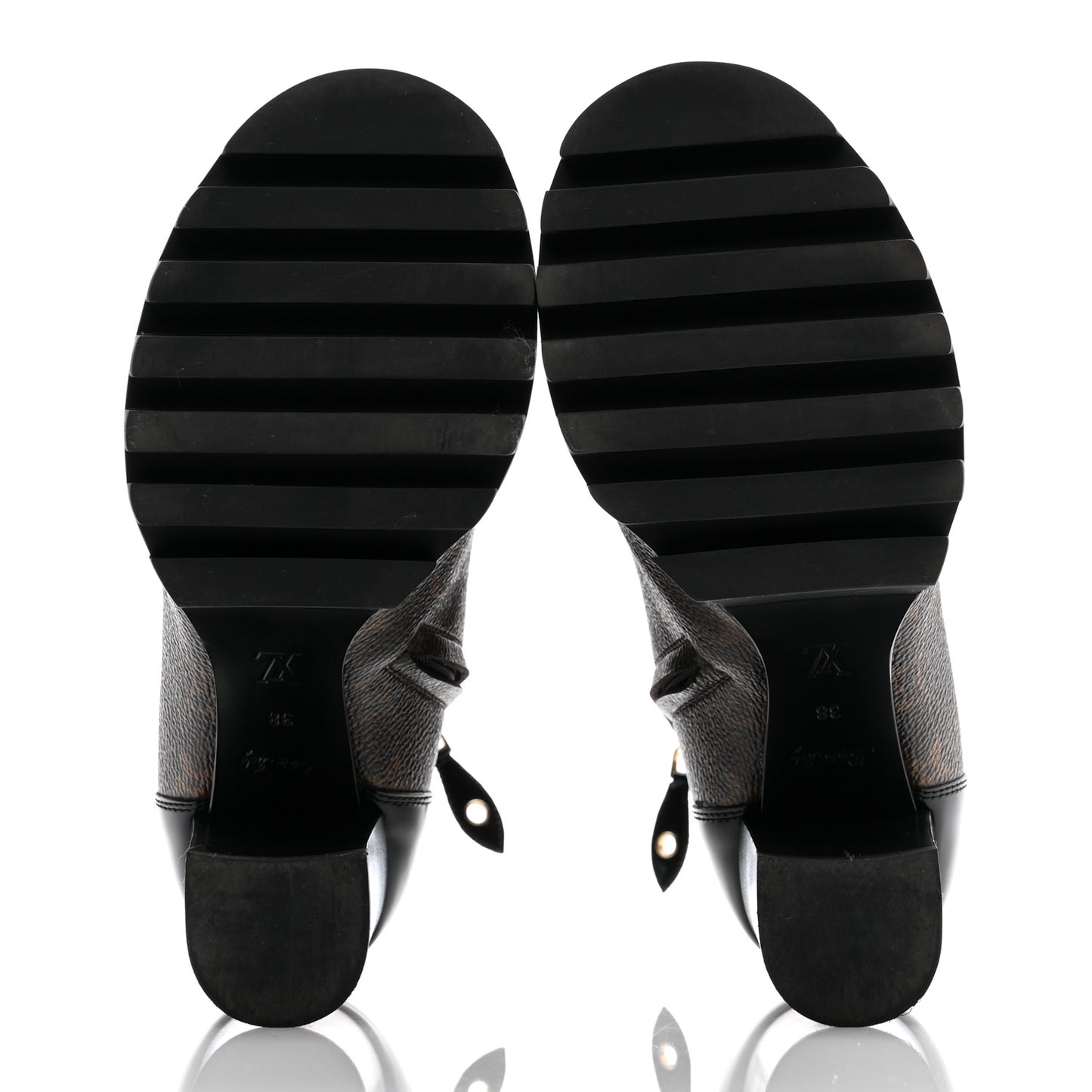 Patent Calfskin Monogram Star Trail Ankle Boots 38 Black