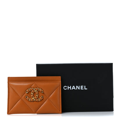 Chanel Lambskin Quilted Chanel 19 Card Holder Brown 9 of 9
