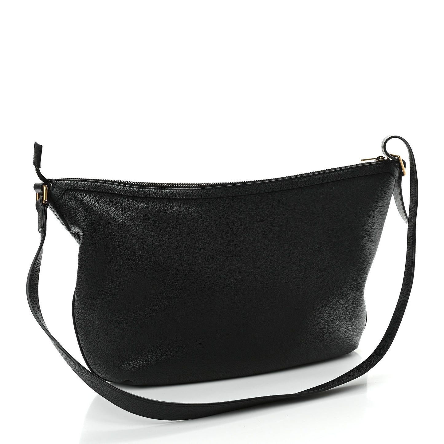 Grained Calfskin Logo Half Moon Hobo Black