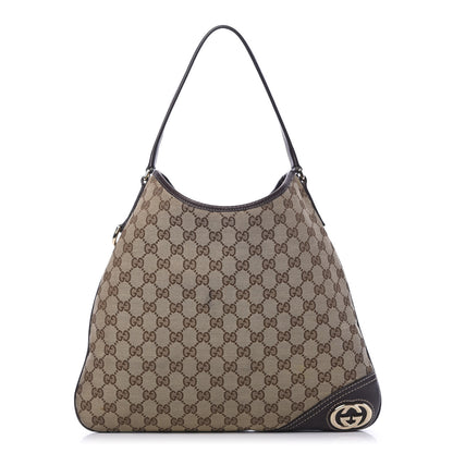 Gucci Monogram Medium New Britt Hobo Dark Brown 1 of 10