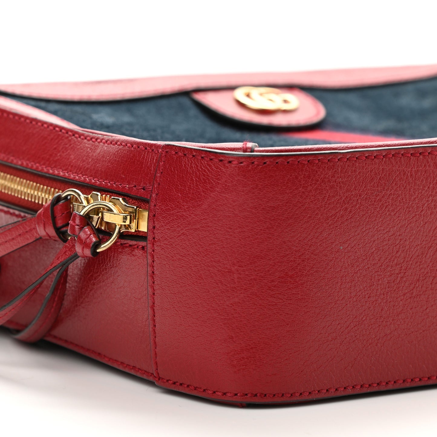 Suede Calfskin Web Small Ophidia Top Handle Shoulder Bag New Blue Romantic Cherry