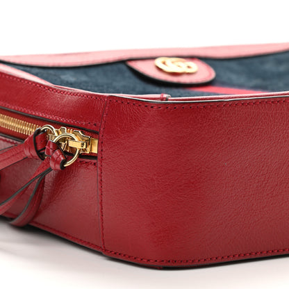Gucci Suede Calfskin Web Small Ophidia Top Handle Shoulder Bag New Blue Romantic Cherry 8 of 10