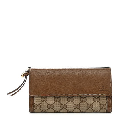 Gucci Calfskin GG Supreme Monogram Continental Wallet Beige Ebony 1 of 7