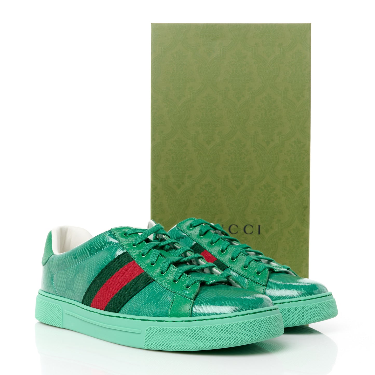 Calfskin GG Tennis Embossed Mens Ace Sneakers 9 New Shamarock