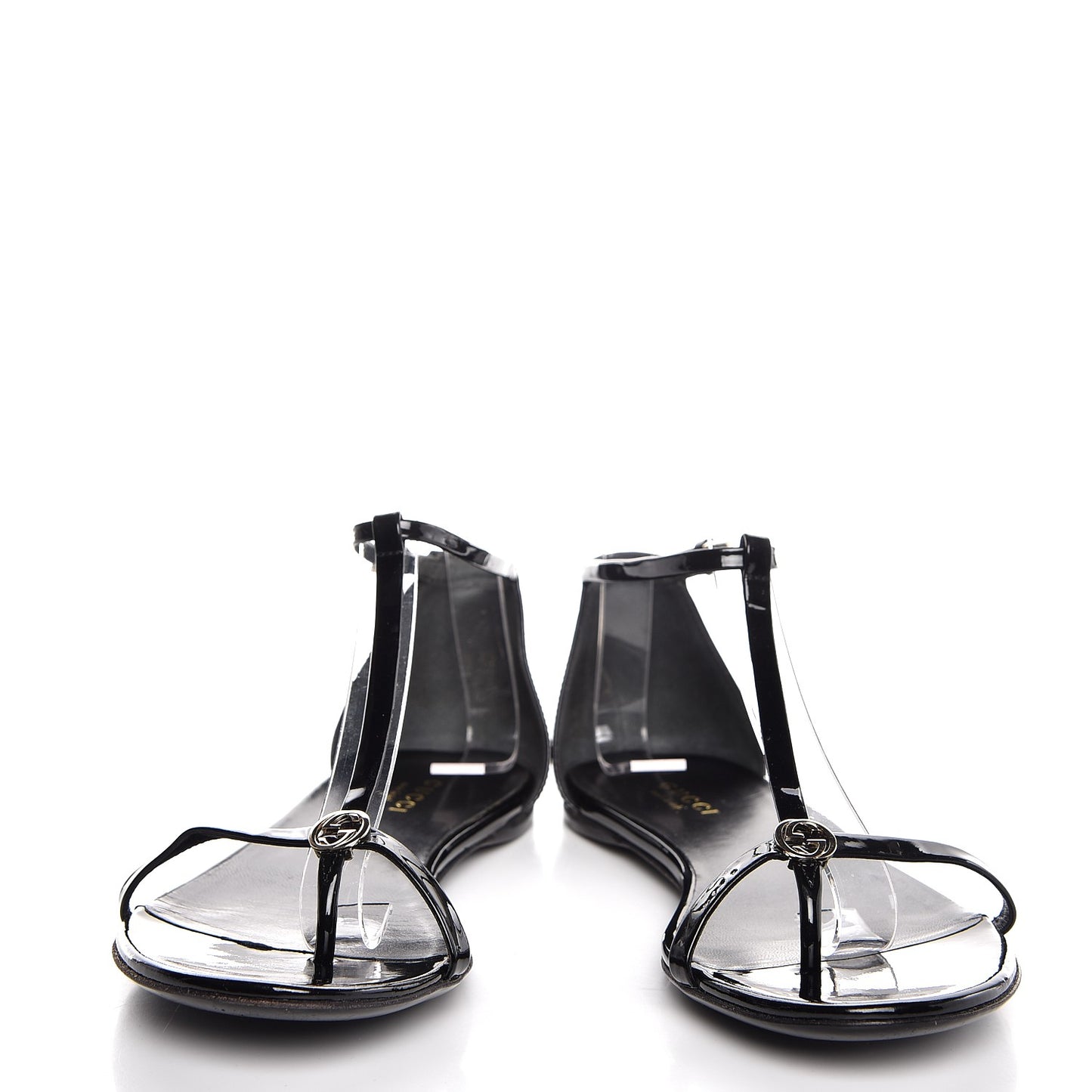 Patent GG T Strap Sandals 35 Black