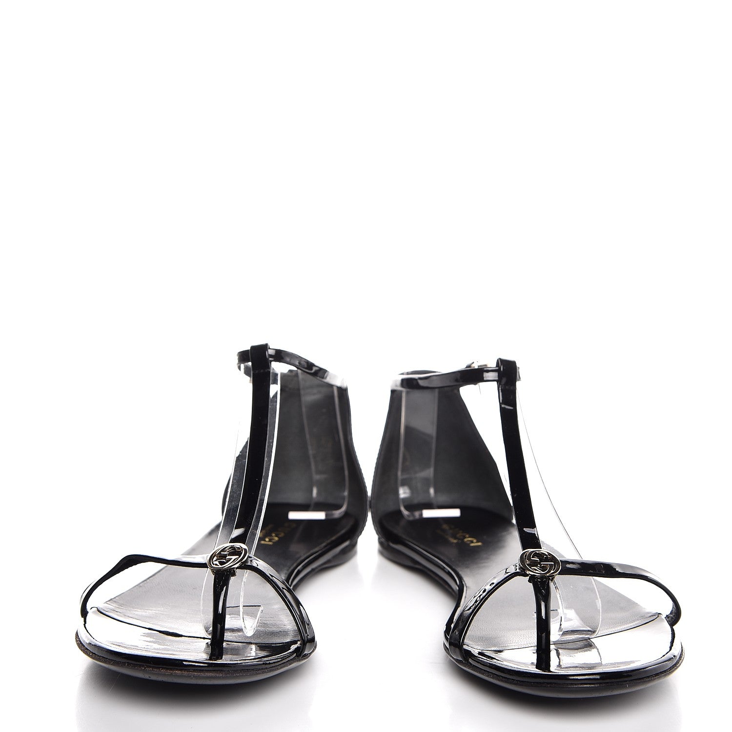 Gucci Patent GG T Strap Sandals 35 Black 5 of 9