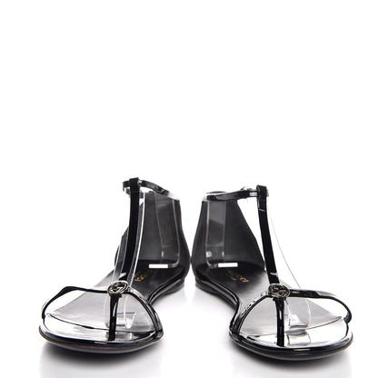 Gucci Patent GG T Strap Sandals 35 Black 5 of 9