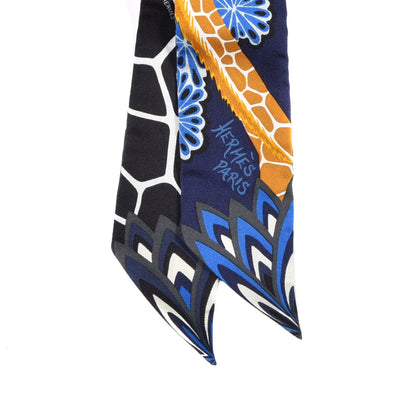 Hermes Silk The Three Graces Twilly Bleu Nuit Gold Black 2 of 4