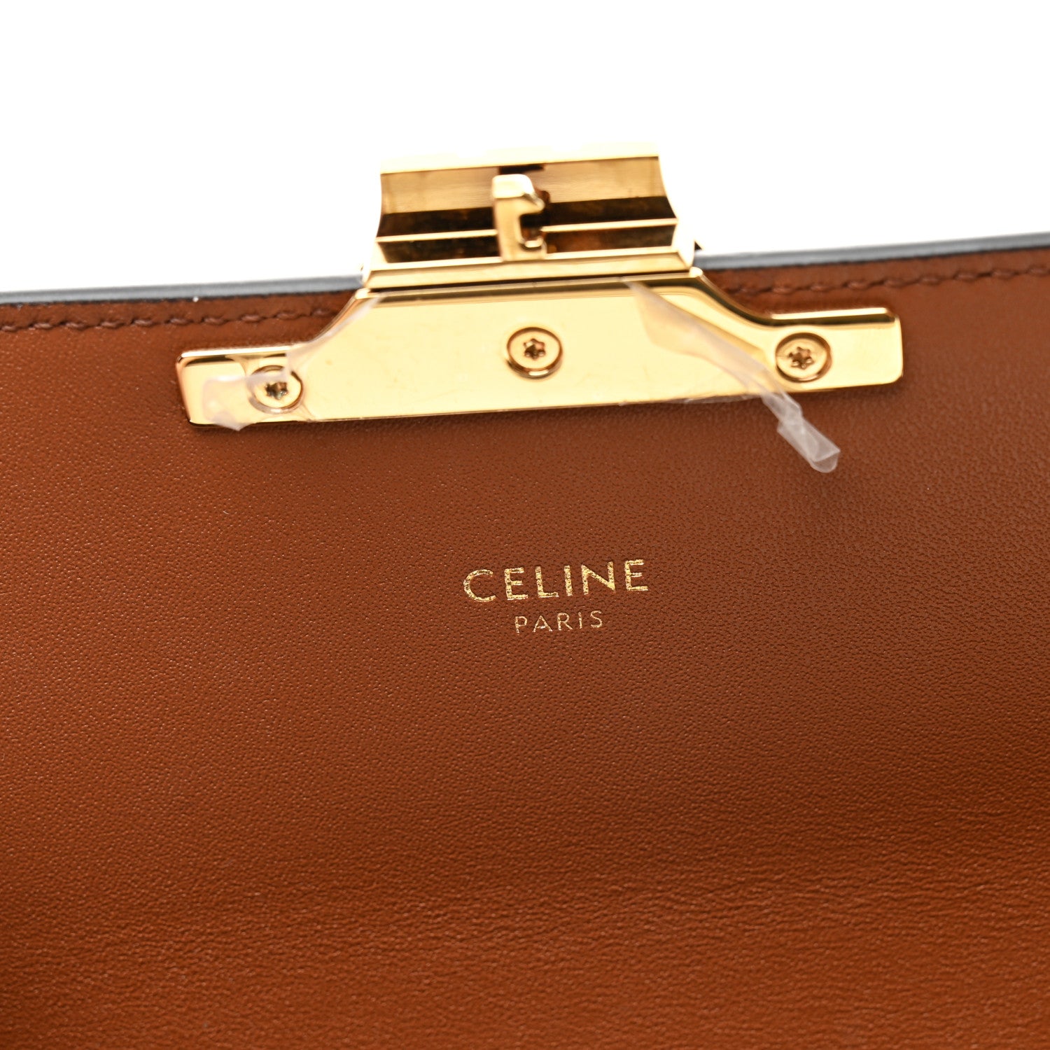 Celine Canvas Calfskin Triomphe Shoulder Bag Tan 6 of 11