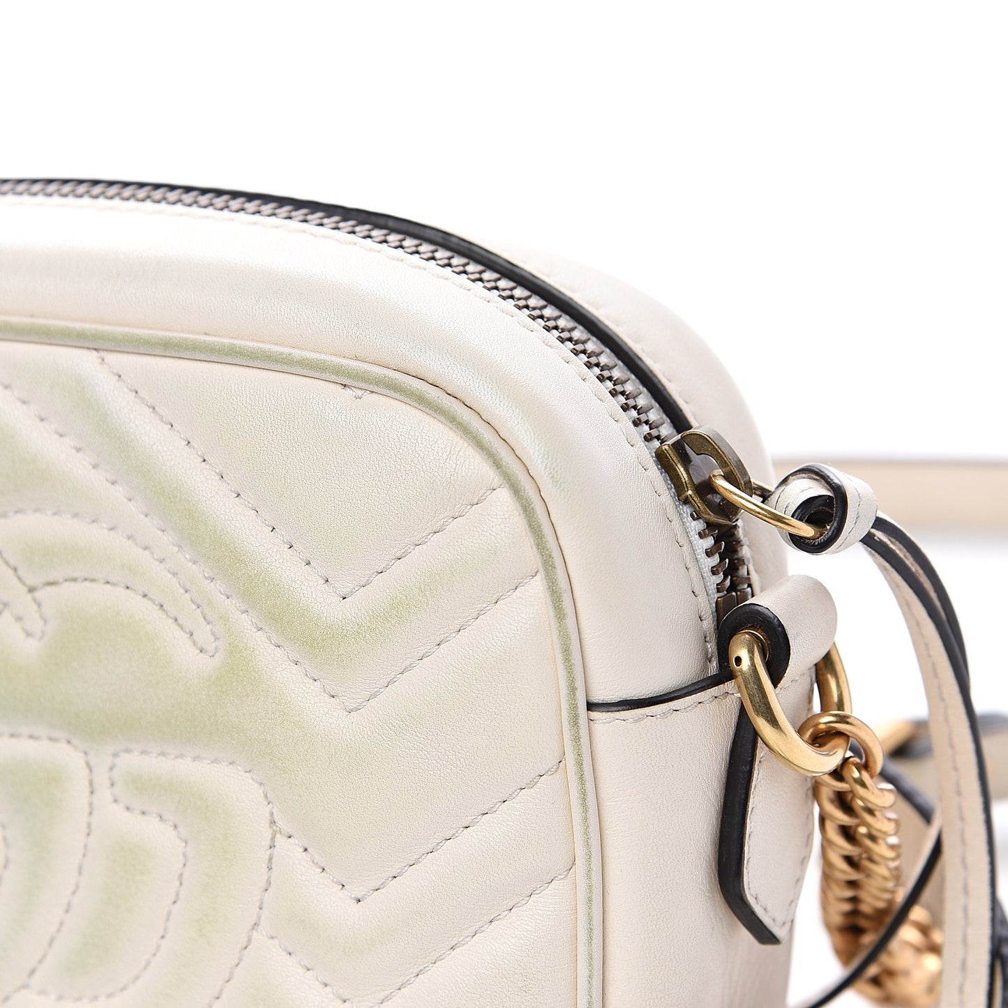 Calfskin Matelasse Mini GG Marmont Chain Shoulder Bag White
