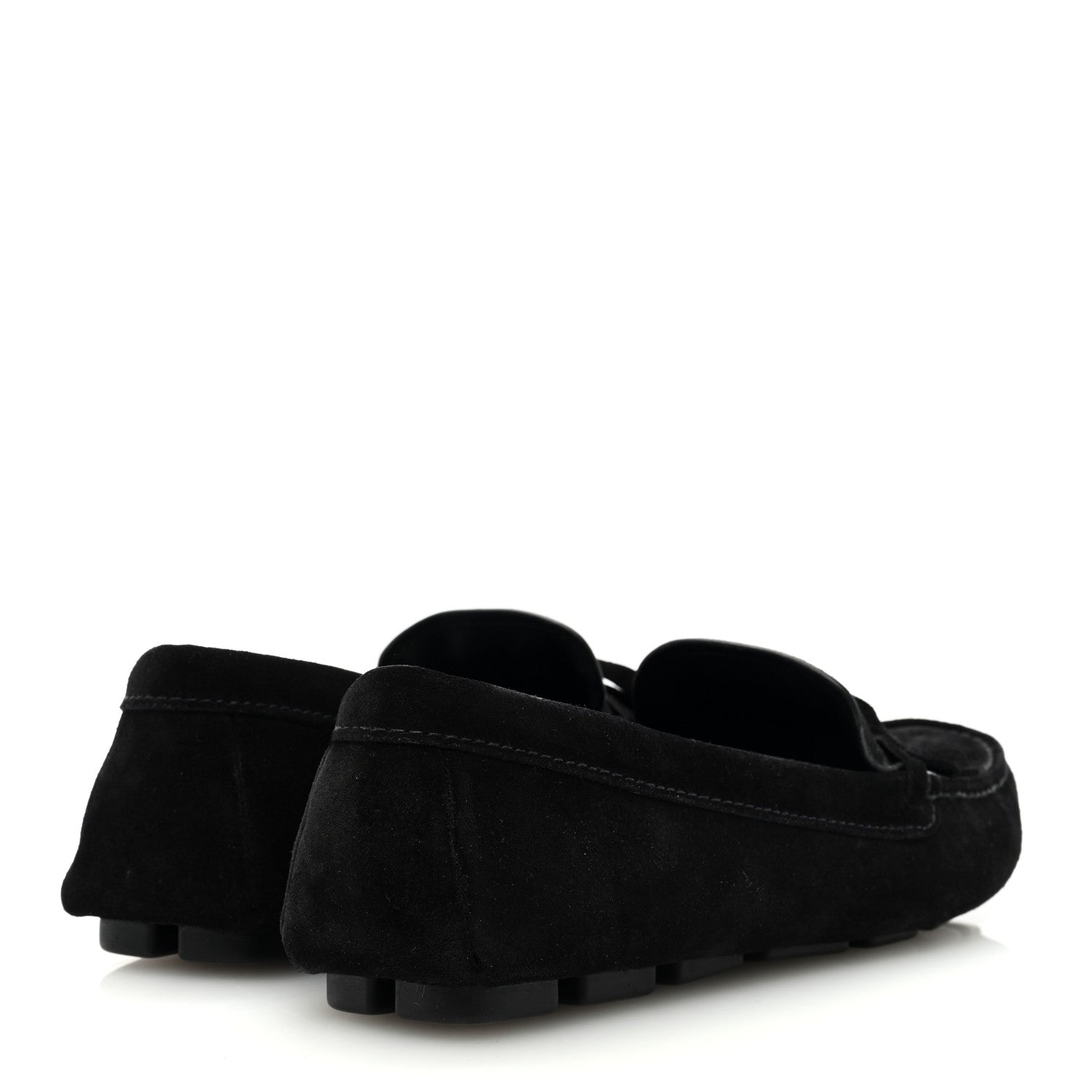 Prada Suede Metal Driving Loafers 36 Black 4 of 8