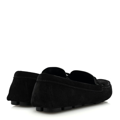 Prada Suede Metal Driving Loafers 36 Black 4 of 8