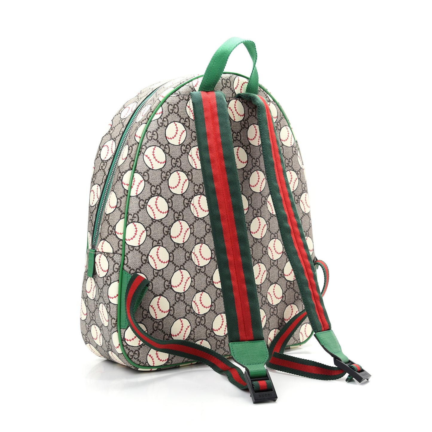 GG Supreme Monogram Baseballs Web Childrens Backpack Green