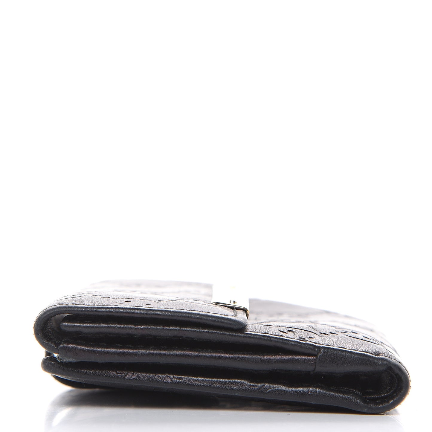 Guccissima Metal Bar French Flap Wallet Black
