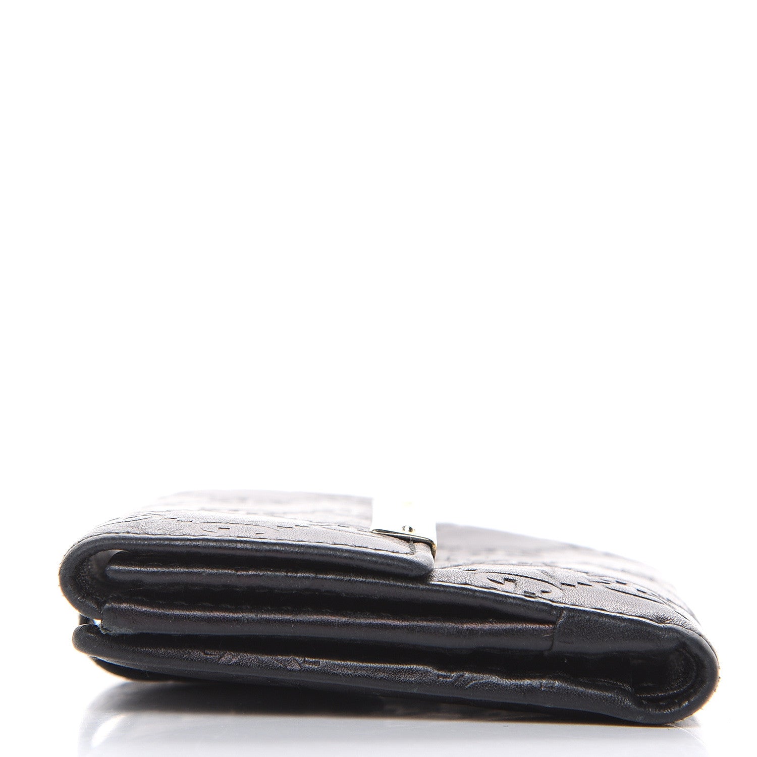 Gucci Guccissima Metal Bar French Flap Wallet Black 8 of 12