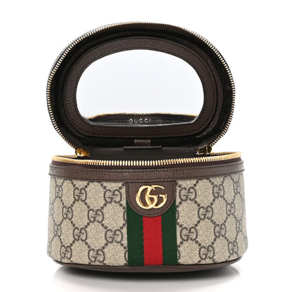 Gucci GG Supreme Monogram Textured Calfskin Web Ophidia Vanity Cosmetic Case Beige Ebony New Acero 5 of 13
