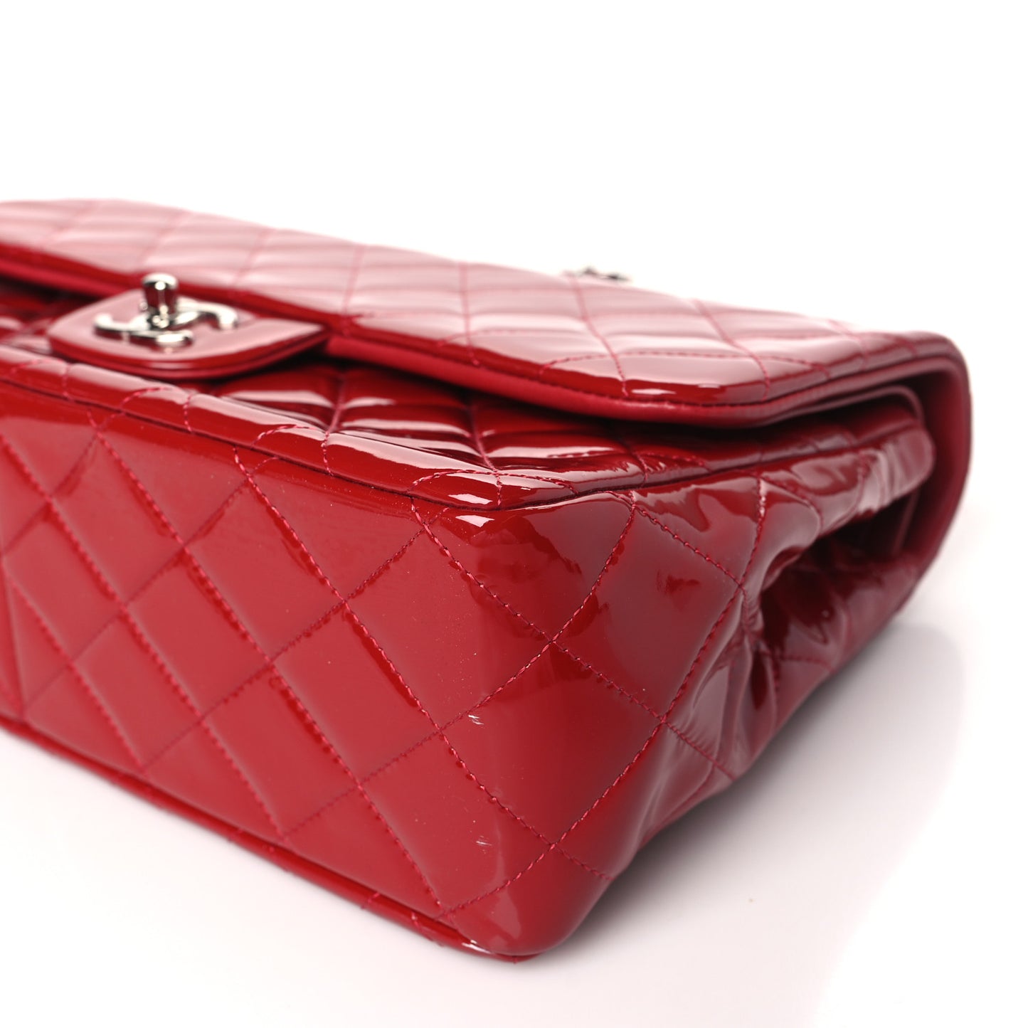 Patent Quilted Jumbo Double Flap Red
