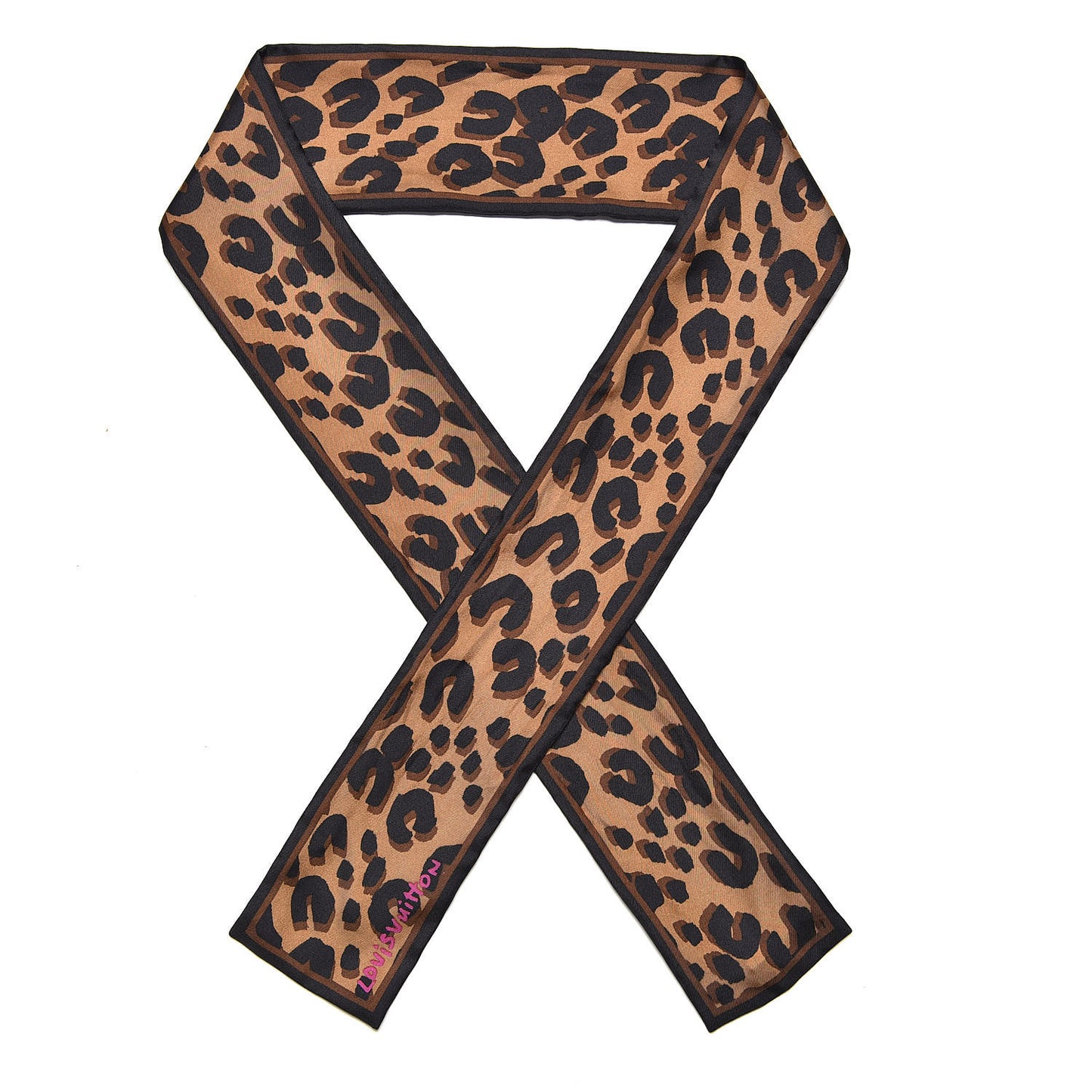Silk Leopard Bandeau Scarf Marron