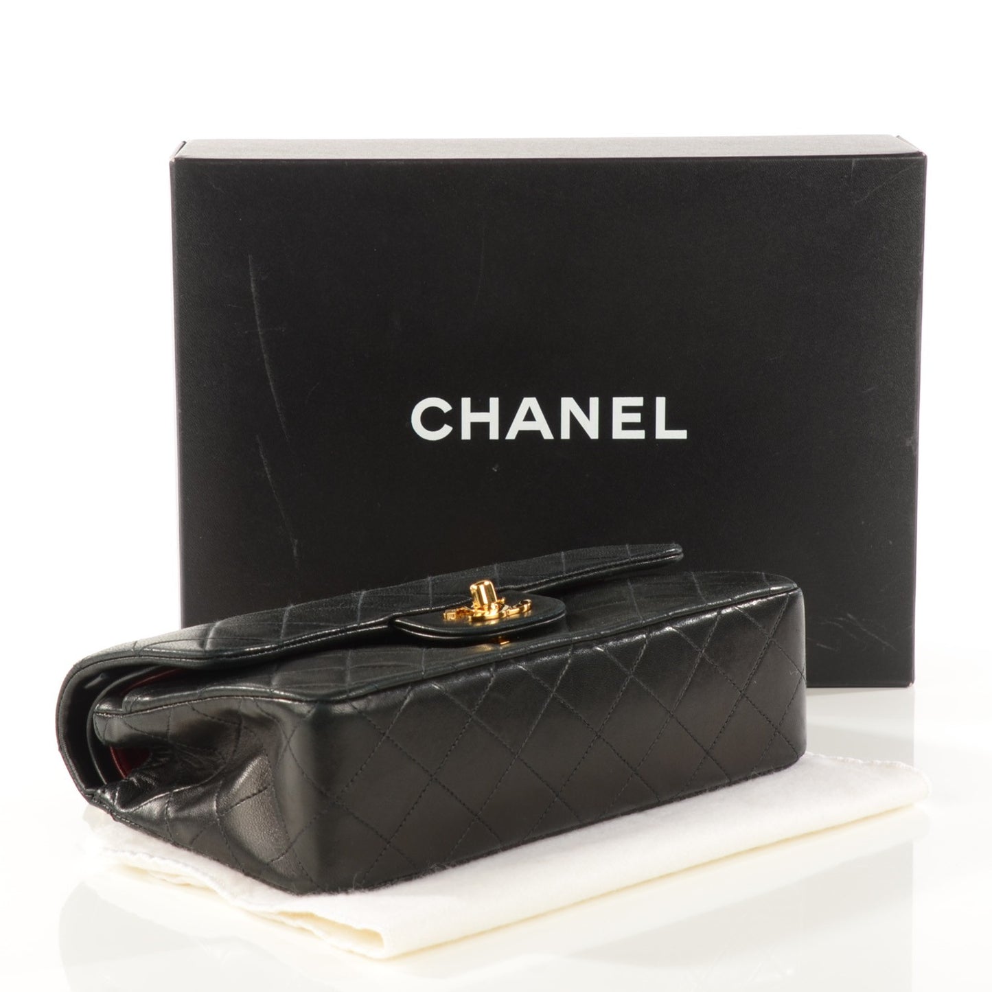 Lambskin Quilted Small Double Flap Black