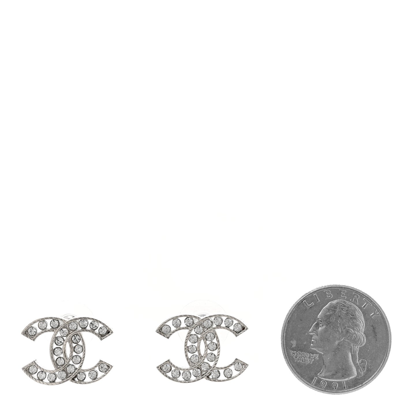 Crystal CC Earrings Silver
