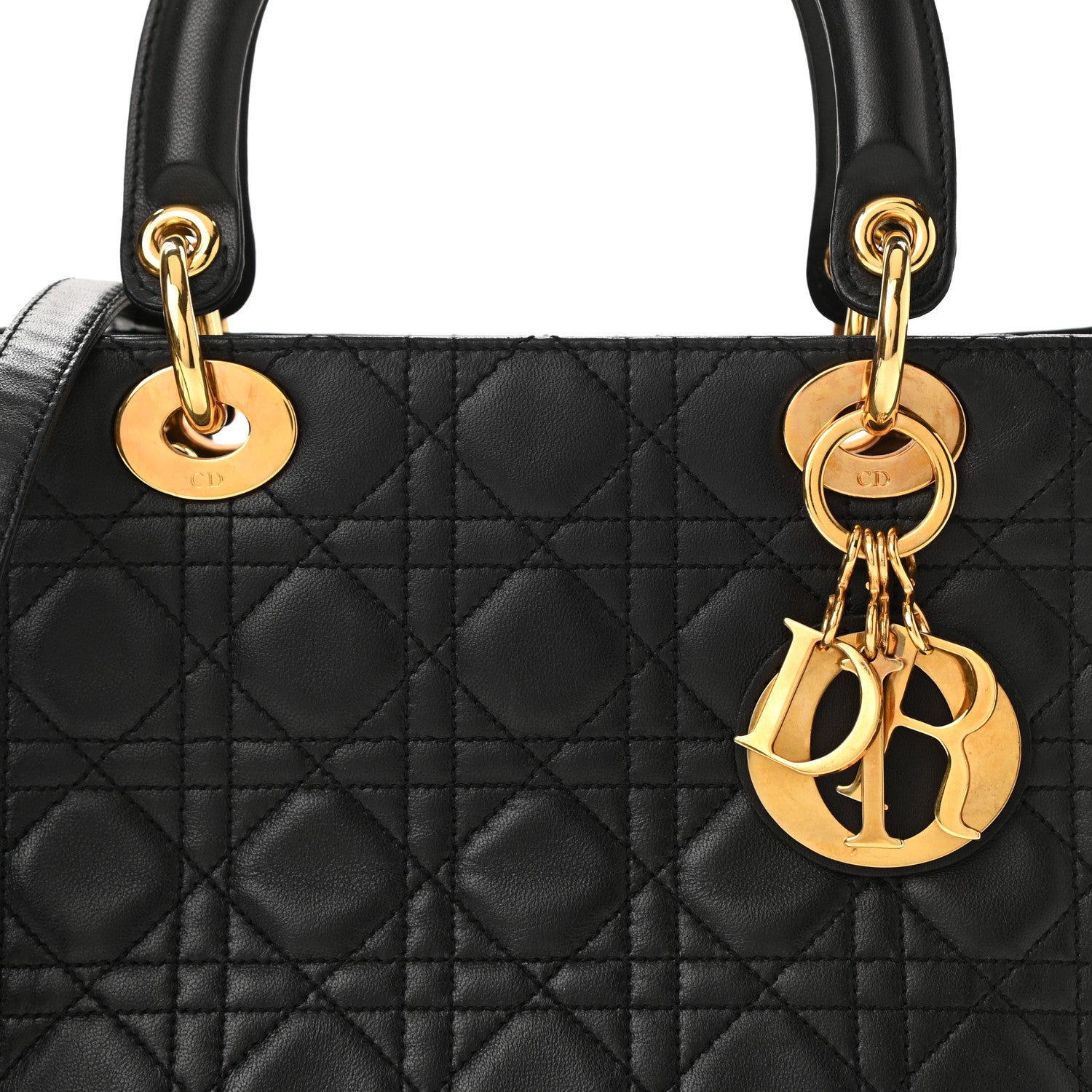 Christian Dior Lambskin Cannage Medium Lady Dior Black 8 of 10