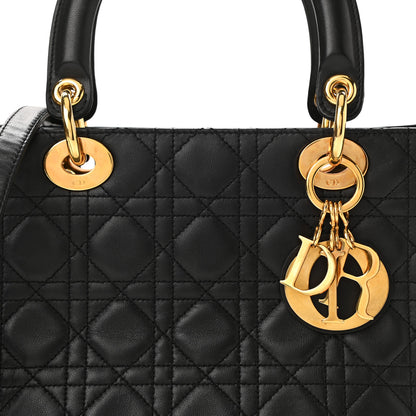 Christian Dior Lambskin Cannage Medium Lady Dior Black 8 of 10